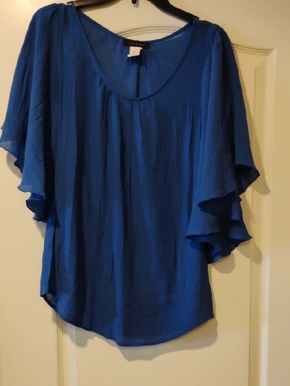 Jennie & Marlis Royal Blue Flutter Sleeve Blouse
